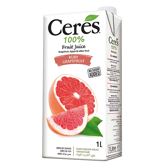 JUS 100% PAMPLEMOUSSE SANS SUCRE AJOUTÉ CERES 1L