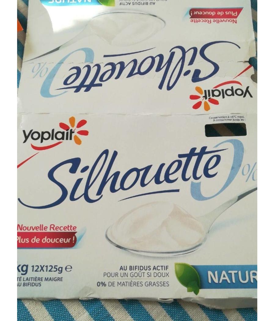 YAOURT SILHOUETTE NATUREL 0% DE MATIERE GRASSE YOPLAIT 12X125G