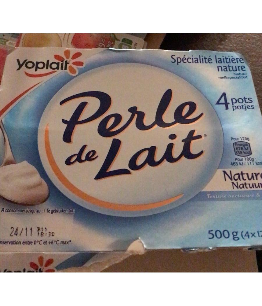 YAOURT PERLE DE LAIT NON SUCRE YOPLAIT 4X125G