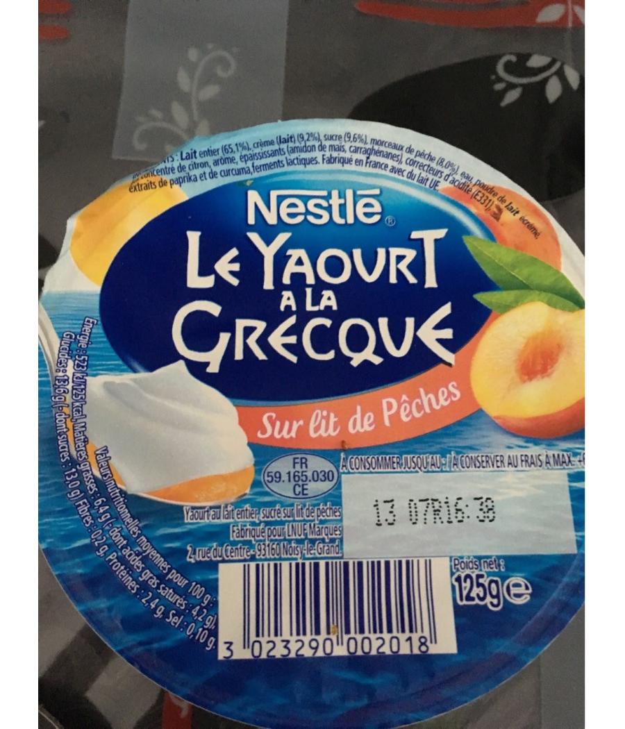 YAOURT YAOS A LA GRECQUE AU LAIT ET AU PECHES NESTLE 125G