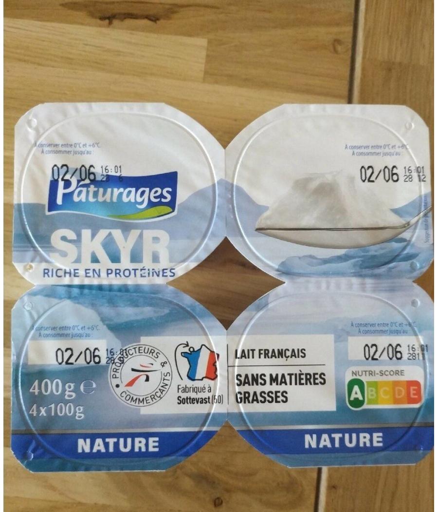 SKYR NATURE RICHE EN PROTEINES PATURAGES 4X100G