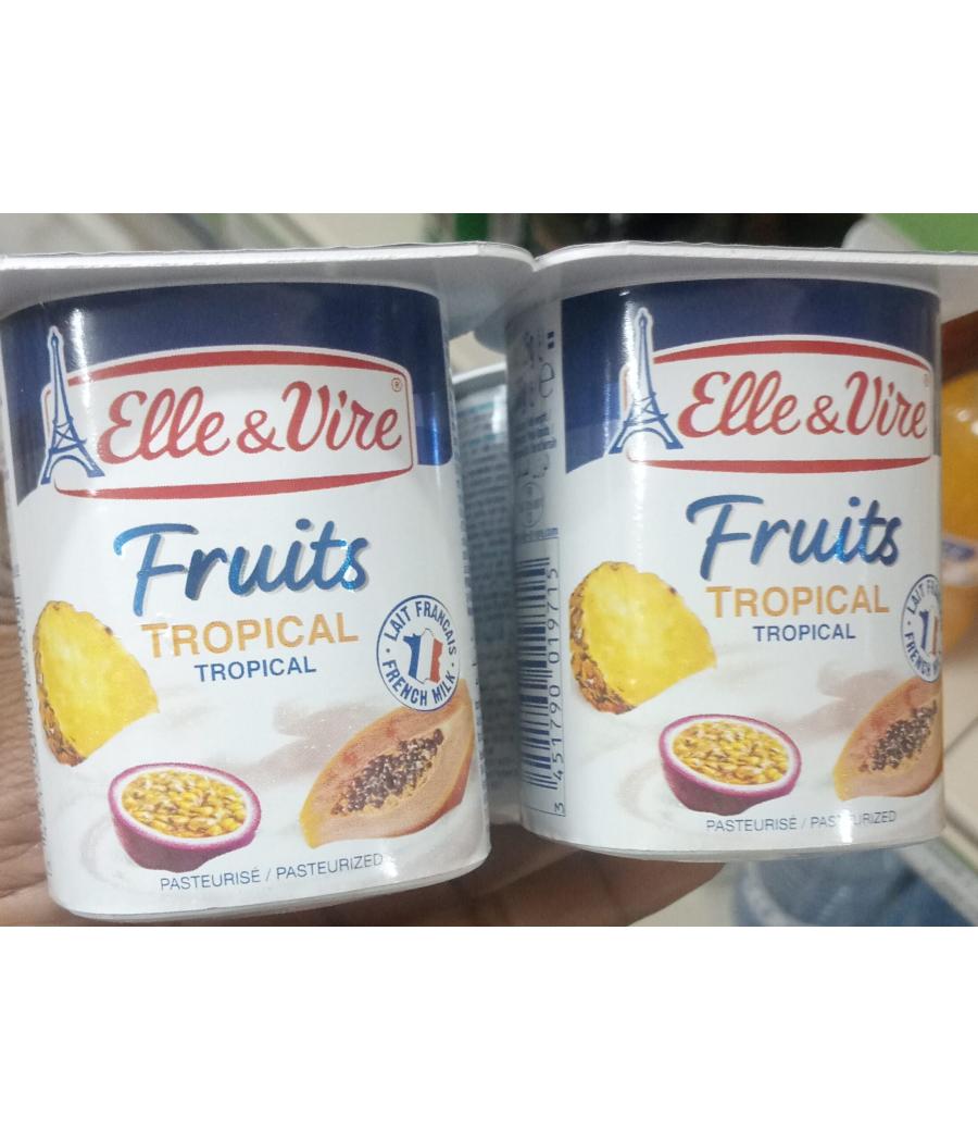 ELLE & VIRE DESSERTS LACTES FRUITS TROPICAL 4 X 125G