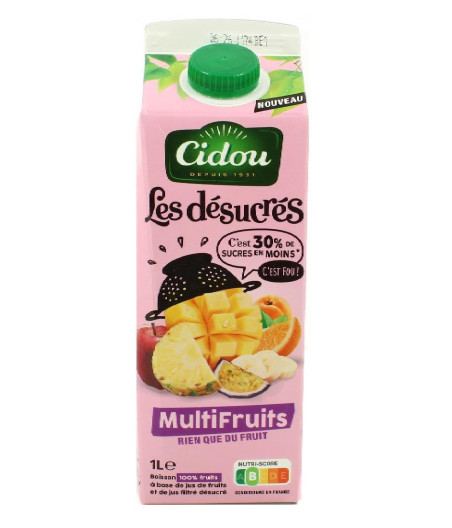 JUS LES DESUCRES MULTIFRUITS CIDOU 1L