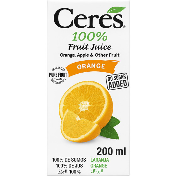 JUS DE FRUITS D'ORANGE CERES 200ML