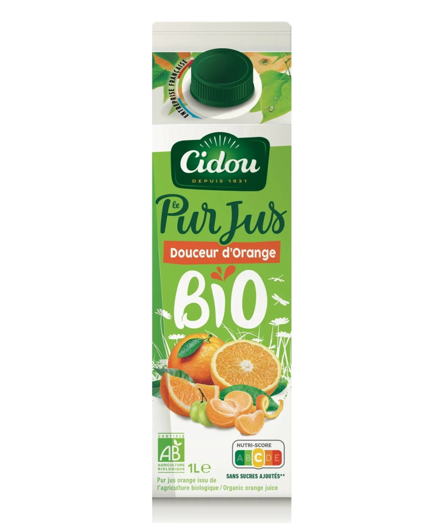 JUS DE FRUITS ORANGE ET MANDARINE BIO CIDOU 1L