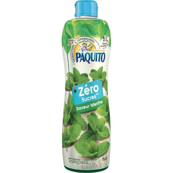 SIROP BOISSON A DILUER SAVEUR MENTHE ZERO SUCRES PAQUITO  75CL