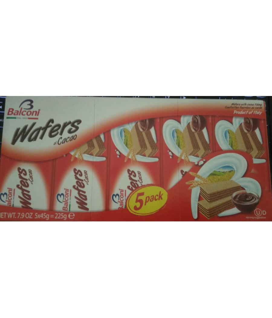 GAUFRETTE CACAO BALCONI 5X45G SOIT 225G