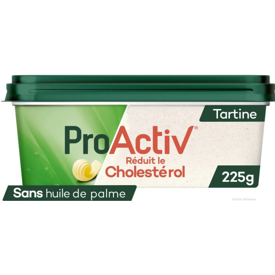 BEURRE DE TARTINE MARGARINE SANS HUILE DE PALME PROACTIV 225G