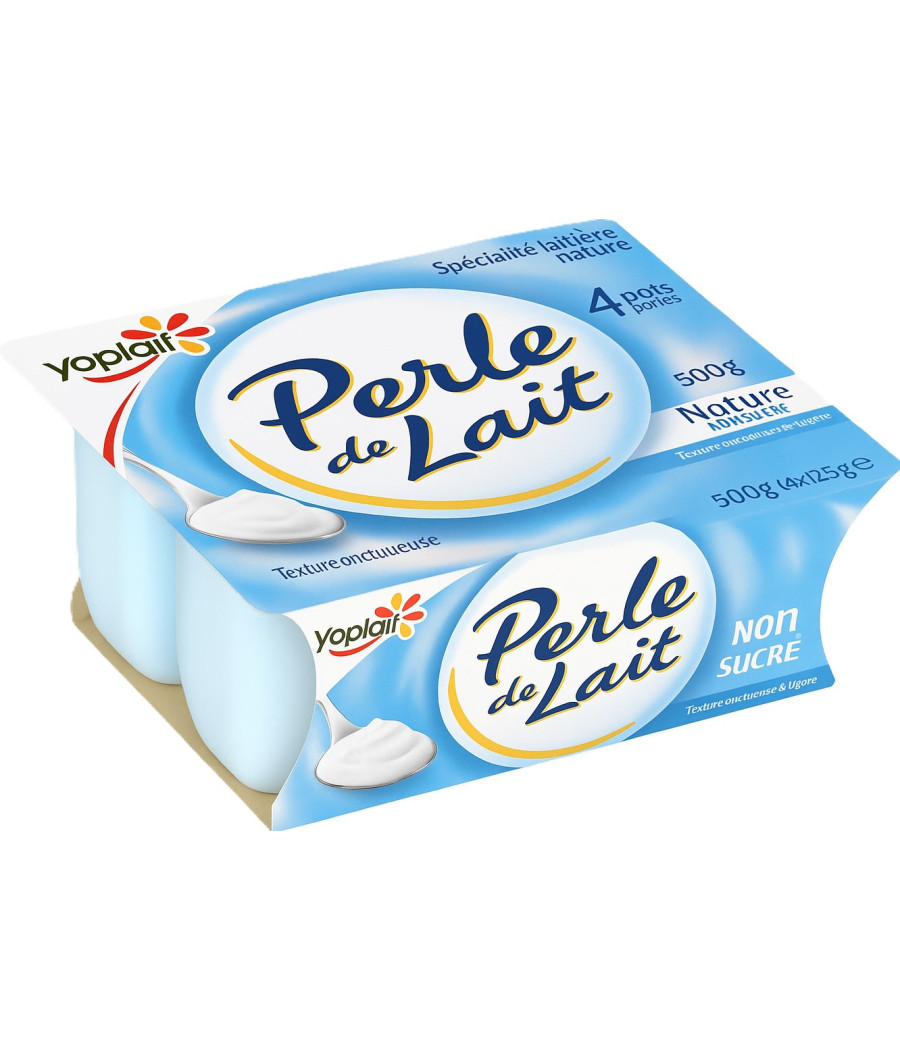 YAOURT PERLE DE LAIT NON SUCRE YOPLAIT 4X125G