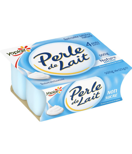 YAOURT PERLE DE LAIT NON SUCRE YOPLAIT 4X125G