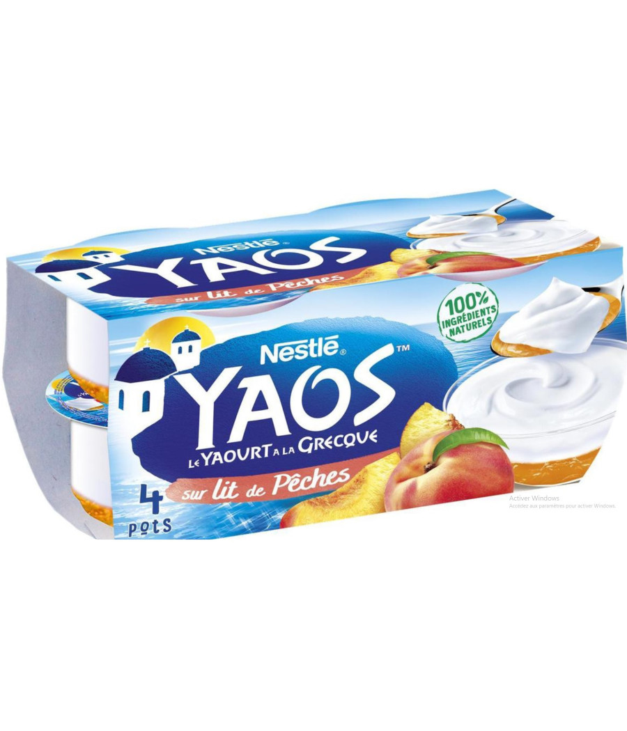 YAOURT YAOS A LA GRECQUE AU LAIT ET AU PECHES NESTLE 125G