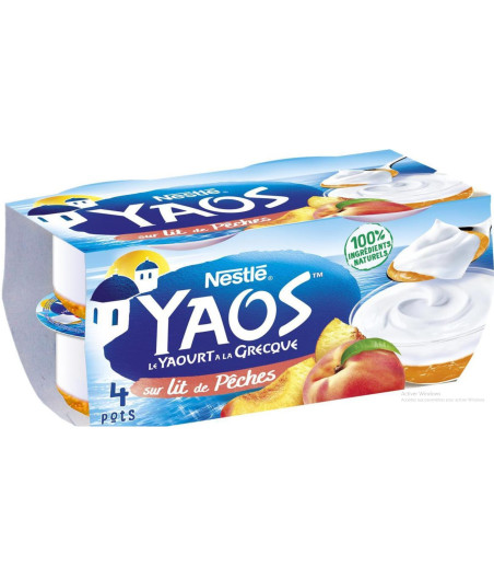 YAOURT YAOS A LA GRECQUE AU LAIT ET AU PECHES NESTLE 125G