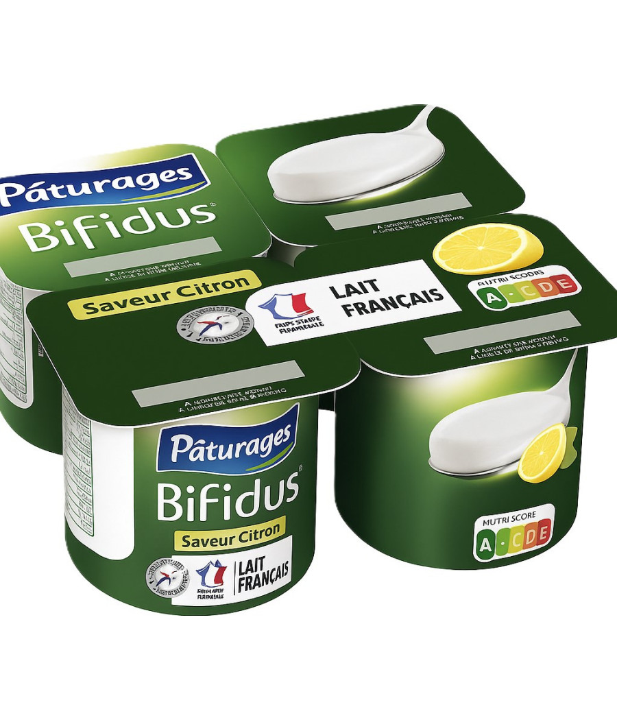 YAOURT BIFIDUS CITRON PATURAGES 4X125G