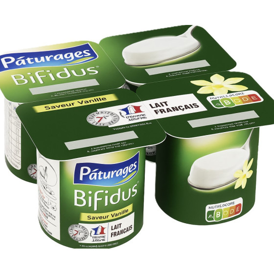 YAOURT BIFIDUS ACTIF VANILLE PATURAGES 125G