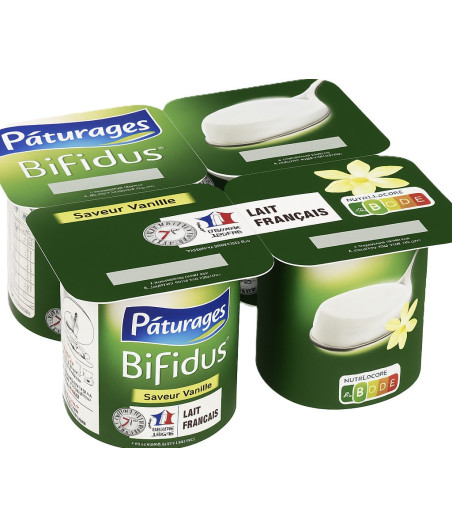 YAOURT BIFIDUS ACTIF VANILLE PATURAGES 125G