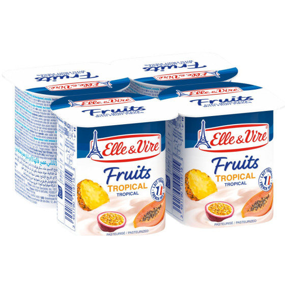 ELLE & VIRE DESSERTS LACTES FRUITS TROPICAL 4 X 125G
