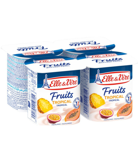 ELLE & VIRE DESSERTS LACTES FRUITS TROPICAL 4 X 125G