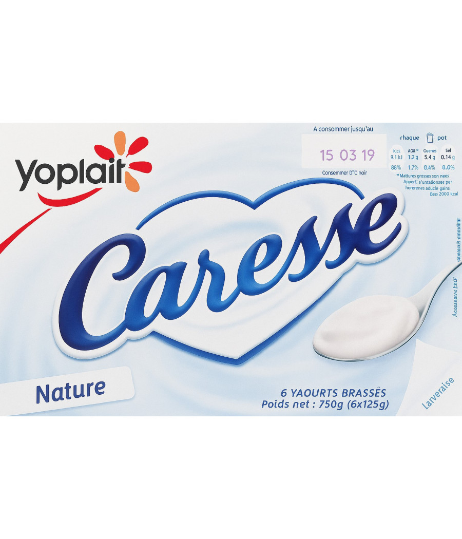 YAOURT BRASSES CARESSE NATURE YOPLAIT 6X125G