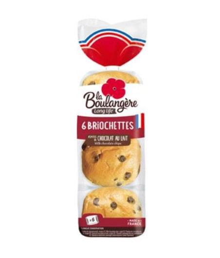 BRIOCHETTES AUX PETITS CARRES DE CHOCOLAT LA BOULANGERE 210G