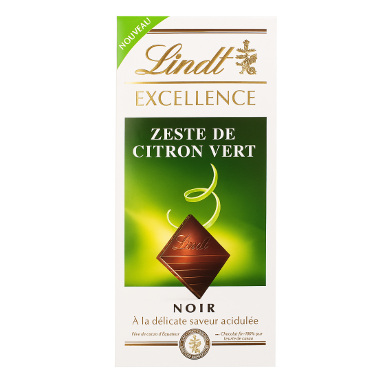 CHOCOLAT  NOIR AU  ZESTE DE CITRON VERT LINDT 100G
