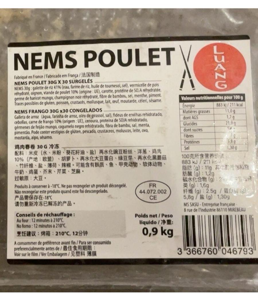 NEMS POULET LUANG 0.9KG
