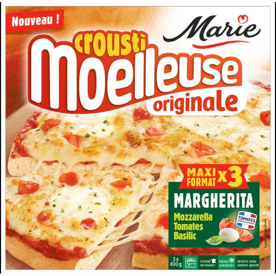 PIZZA CROUSTI MOELLEUSE ORIGINALE MARGHERITA MAXI FORMAT MARIE 3X400G