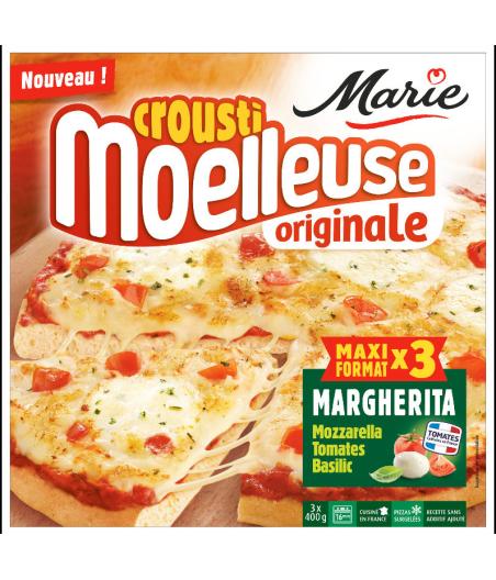PIZZA CROUSTI MOELLEUSE ORIGINALE MARGHERITA MAXI FORMAT MARIE 3X400G