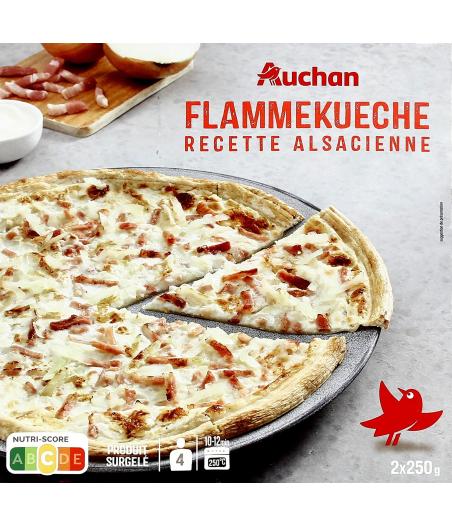 FLAMMEKUECHES RECETTE ALSACIENNE LARDONS ET OIGNONS AUCHAN 2X250G