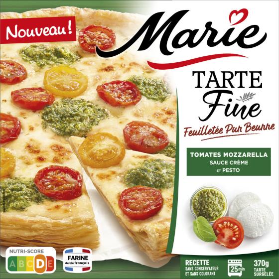 TARTE FINE TOMATES MOZZARELLA SAUCE CREME ET PESTO MARIE 370G