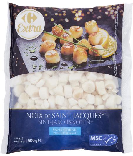 NOIX DE SAINT-JACQUES SANS CORAIL CARREFOUR 500G