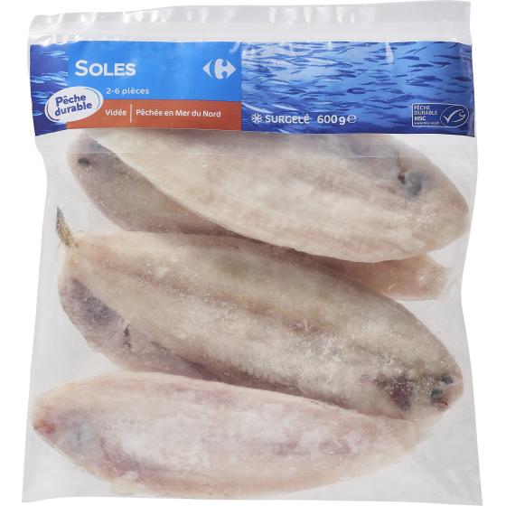 SOLES PECHEES EN MER DU NORD 600G