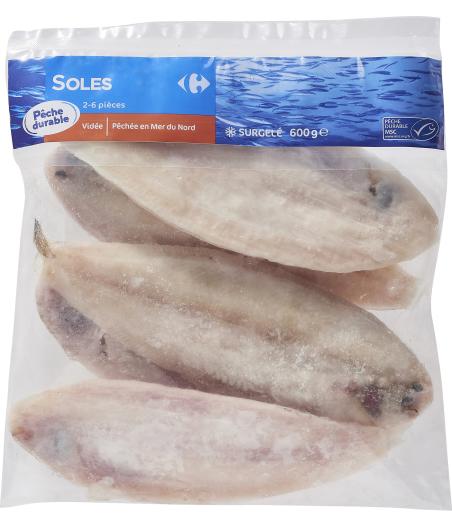 SOLES PECHEES EN MER DU NORD 600G