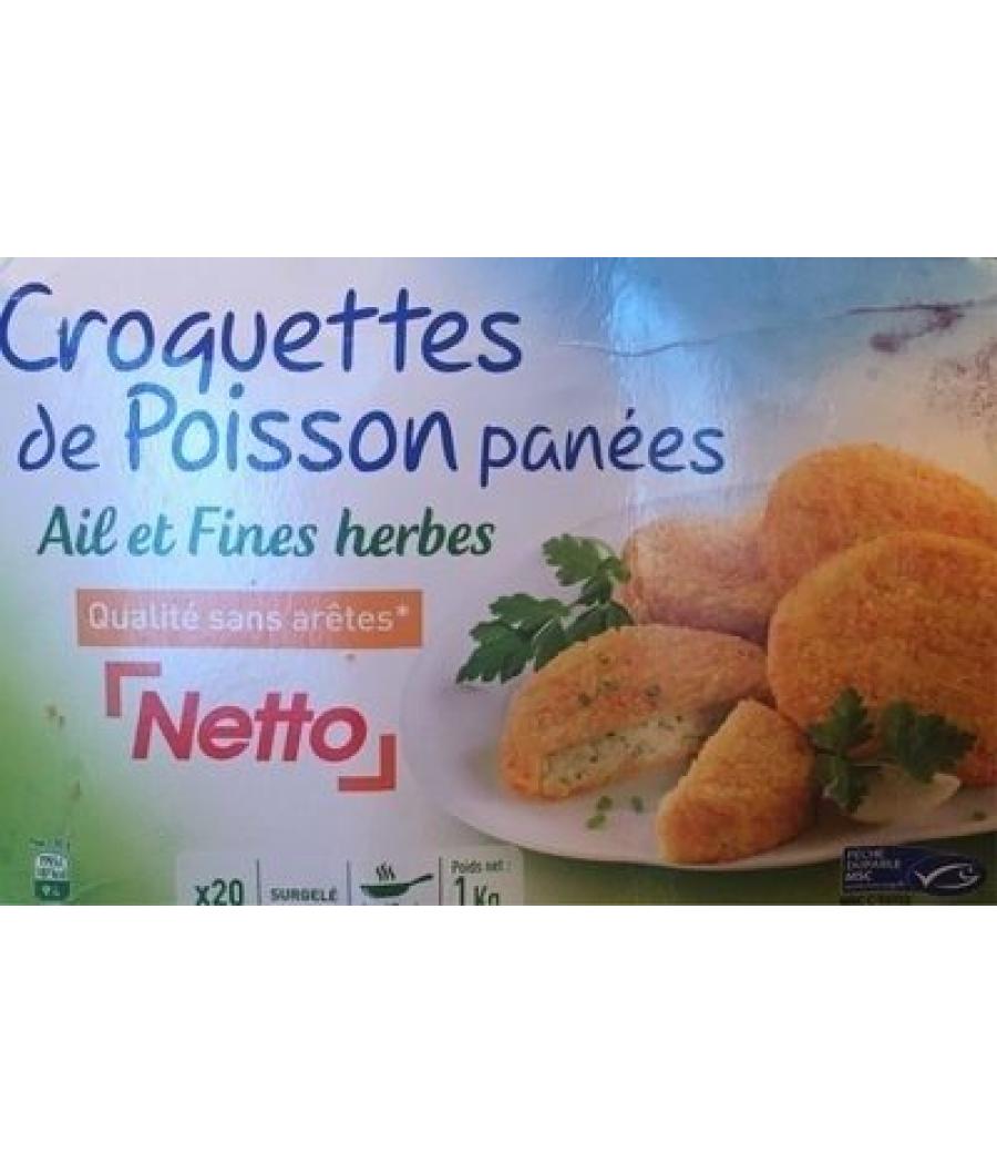 CROQUETTES DE POISSON PANEES AIL ET FINES HERBES MSC 1KG 1000 G