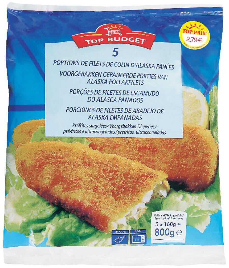 PORTIONS DE FILETS DE COLIN D\'ALASKA ENROBEES DE CHAPELURE CROUSTILLANTE 800 G