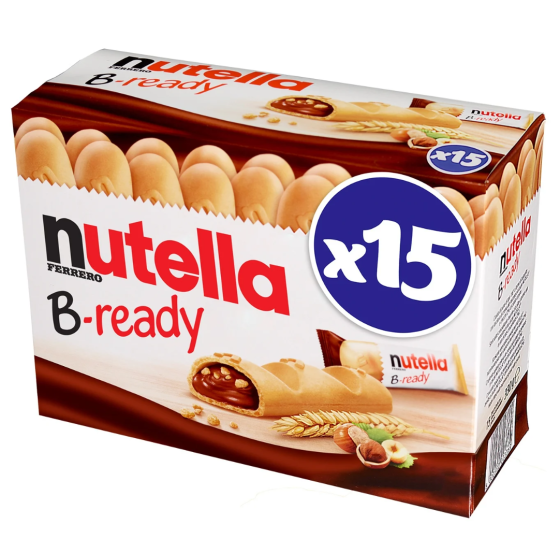 BISCUITS GAUFRETTES FOURREES AU CHOCOLAT  NUTELLA B-READY X15  330G