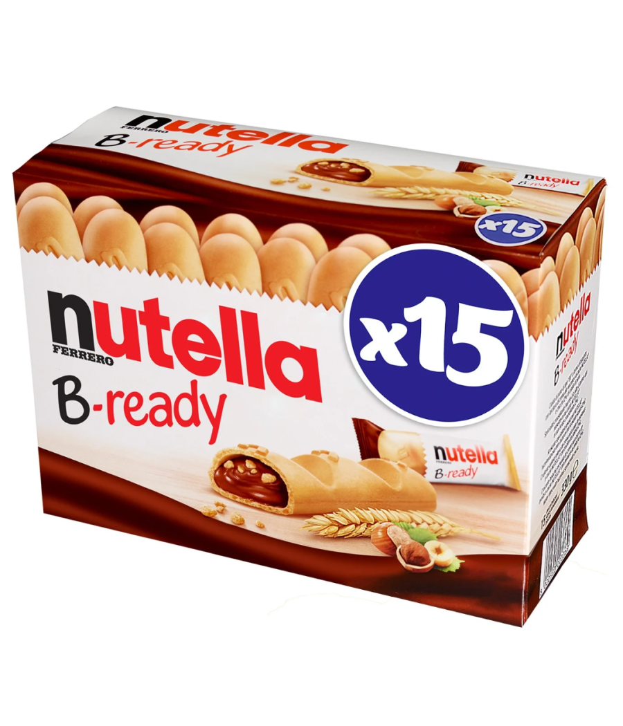 BISCUITS GAUFRETTES FOURREES AU CHOCOLAT  NUTELLA B-READY X15  330G