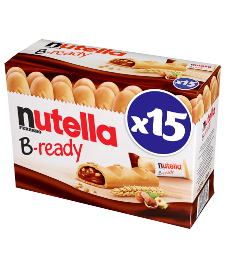 BISCUITS GAUFRETTES FOURREES AU CHOCOLAT  NUTELLA B-READY X15  330G