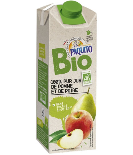 JUS POMME POIRE BIO PAQUITO BRIQUE 75CL