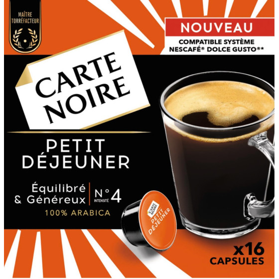 CAFE PETIT DEJEUNER EQUILIBRE & GENEREUX INTENSITY N°4 16 CAPSULE CARTE NOIRE 128G