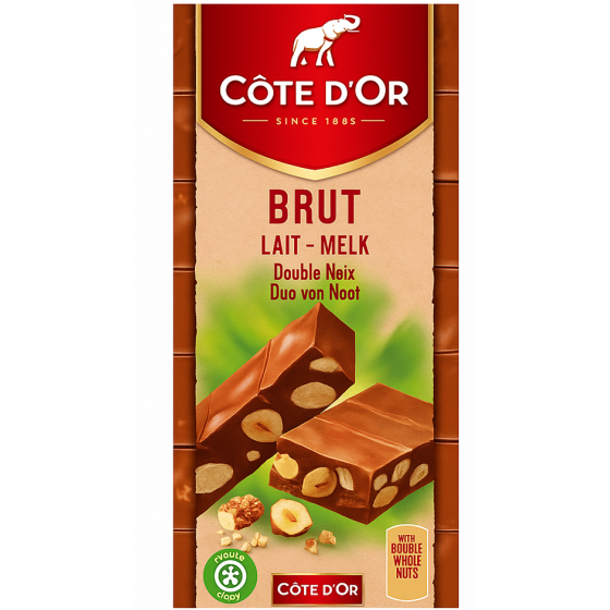 CHOCOLAT AU LAIT DOUBLE NOIX  COTE D'OR 2X90G SOIT 180G