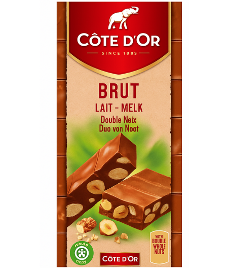 CHOCOLAT AU LAIT DOUBLE NOIX  COTE D'OR 2X90G SOIT 180G