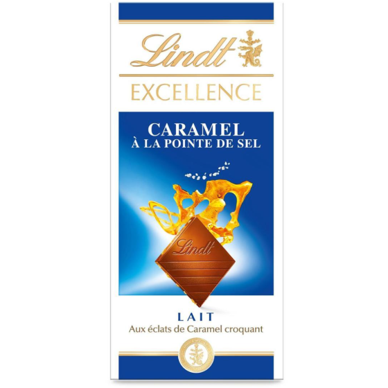 CHOVOLAT AU  LAIT CARAMEL A LA POINTE DE SEL LINDT 100G