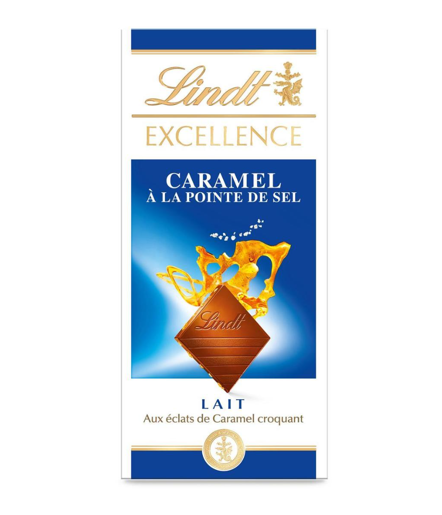 CHOVOLAT AU  LAIT CARAMEL A LA POINTE DE SEL LINDT 100G