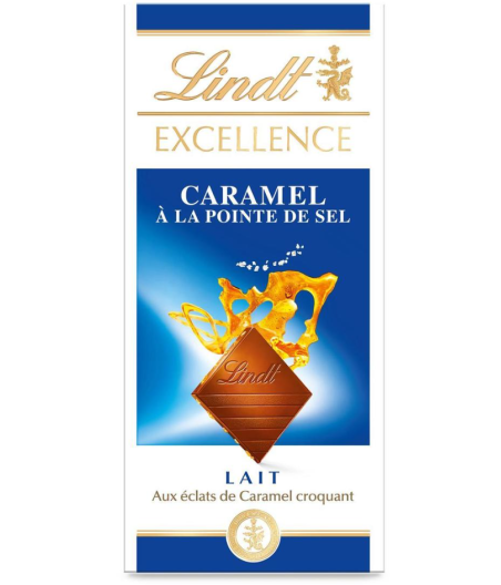 CHOVOLAT AU  LAIT CARAMEL A LA POINTE DE SEL LINDT 100G