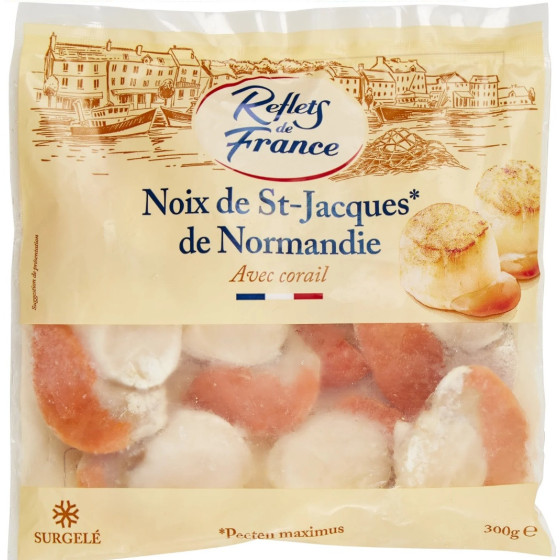 NOIX DE SAINT-JACQUES DE NORMANDIE AVEC CORAIL REFLETS DE FRANCE 300G