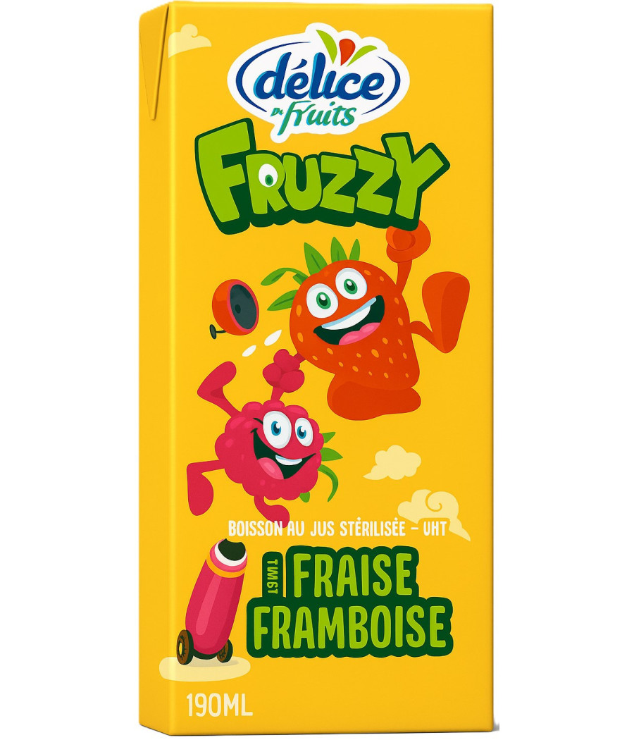 JUS DE FRUITS FRAISE ET FRAMBOISE FRUZZY DELICE 190ML