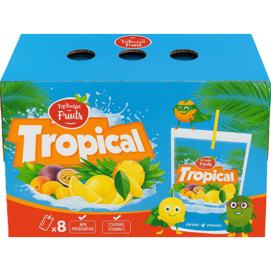 JUS DE FRUITS TROPICAL PACK 8 TOP BUDGET FRUITS 200ML