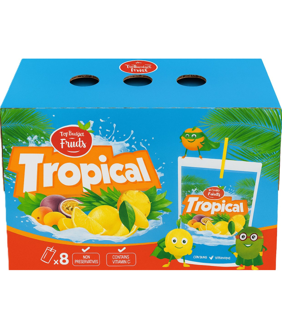JUS DE FRUITS TROPICAL PACK 8 TOP BUDGET FRUITS 200ML
