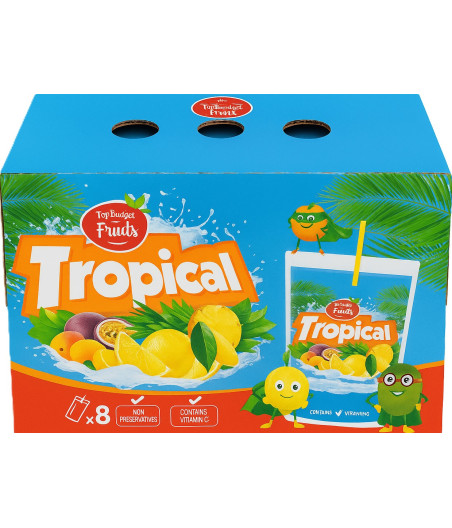 JUS DE FRUITS TROPICAL PACK 8 TOP BUDGET FRUITS 200ML