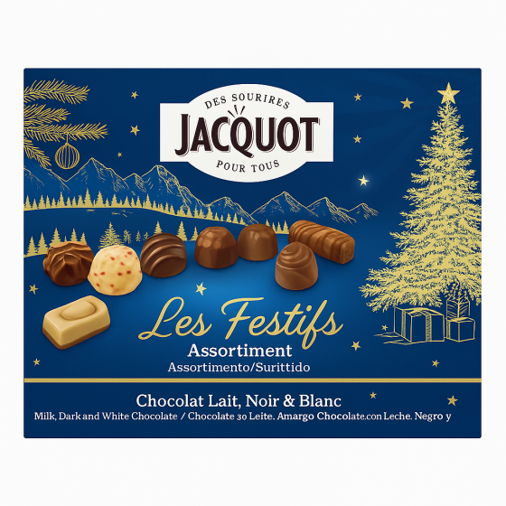 ASSORTISSEMENT DE CHOCOLAT AU LAIT , BLANC ET NOIR JACQUOT 222G